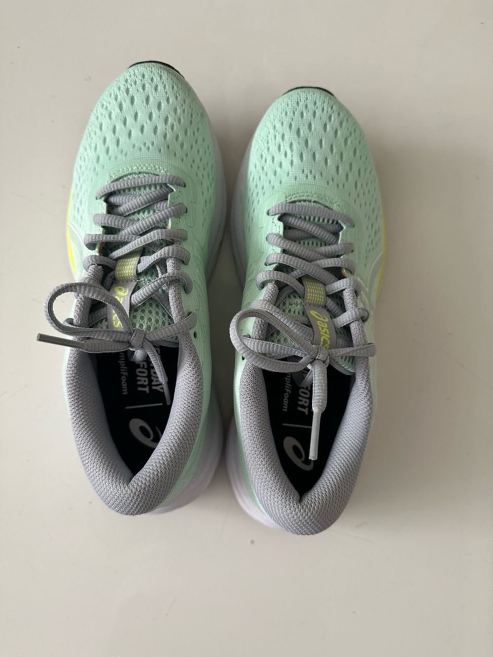 ASICS Women's Mint Green Athletic Running Shoes with Gray Laces